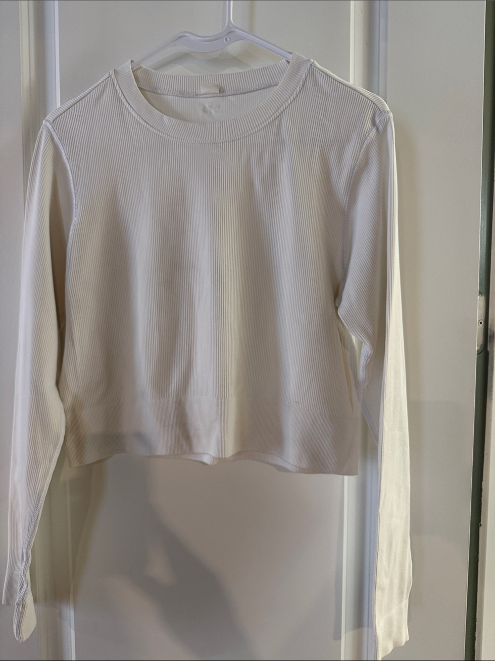 DSG Cream Ribbed Long-Sleeve Crewneck Top